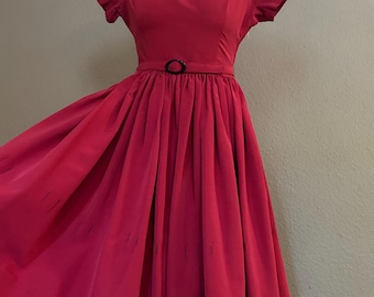 Robe années 50, jupe circulaire circulaire, ceinture zippée en métal incluse