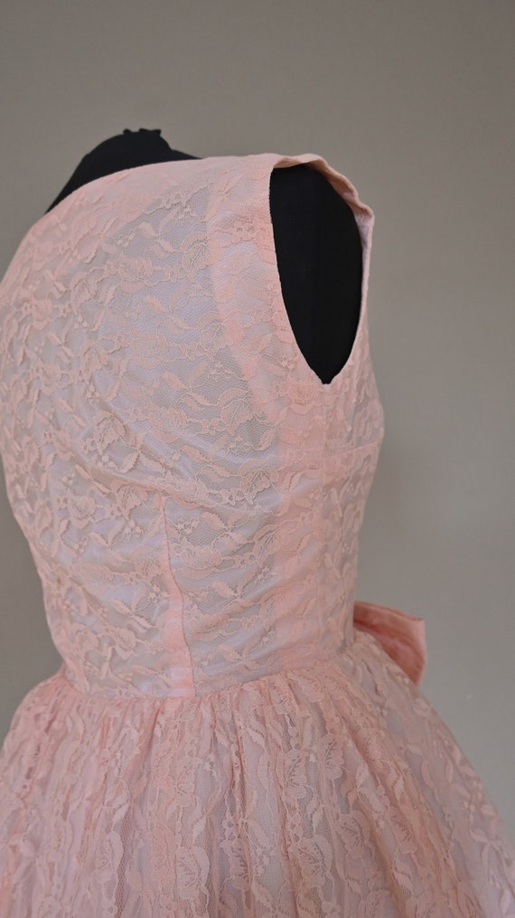 Dress 50s 60s Pure Lace Rosé Big loop wedding dre… - image 5