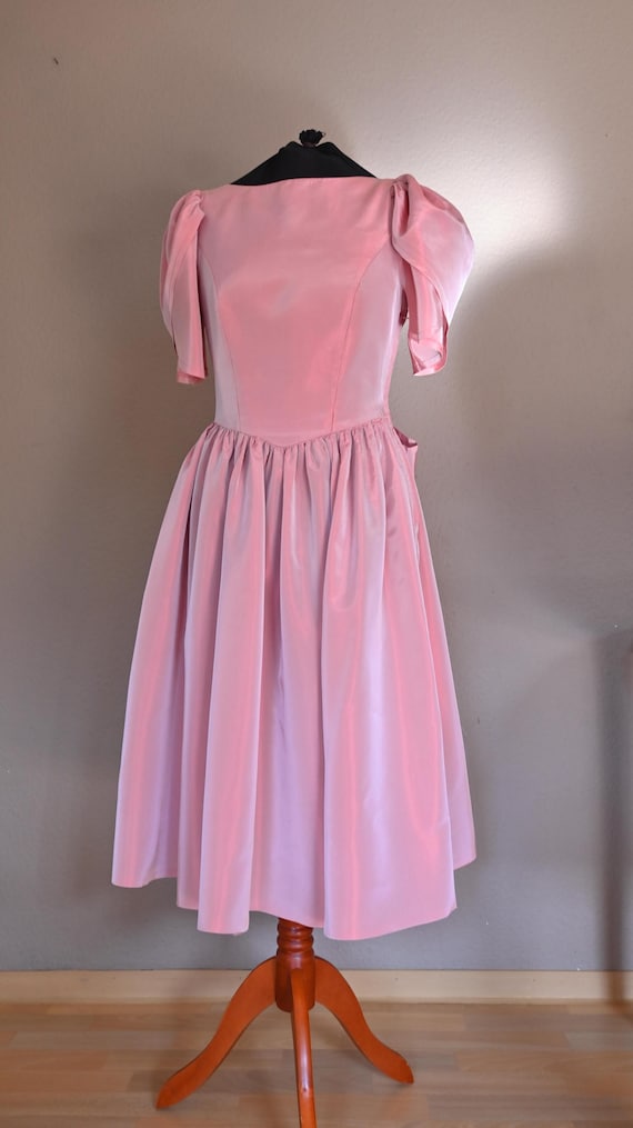 princess polly baby blue dress 80s Laura Ashley Dress: Shimmering Pink Bridesmaid Gown, Big Bow