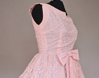 Dress 50s 60s Pure Lace Rosé Big loop wedding dress light pink rRockabilly