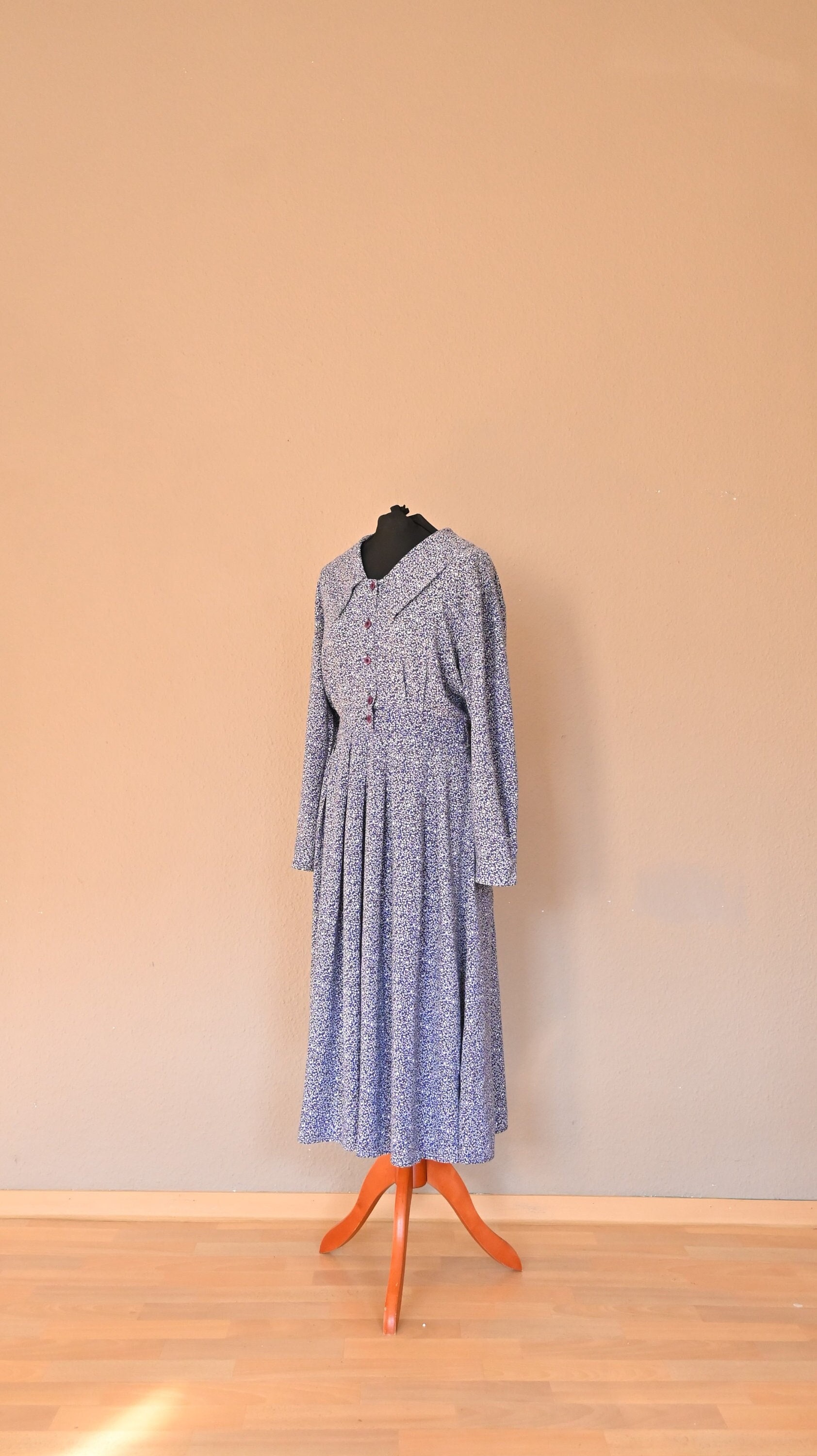 Vintage Dress by TRUWORTHS Millefleur Collar Long Blue Etsy Norway