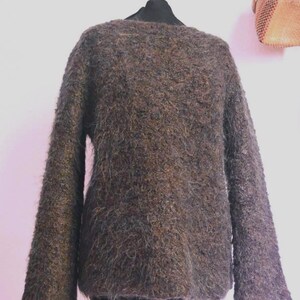 Vintage Pullover SAND Kopenhagen Mohair Dicke Haarige Wolle Trompetenärmel