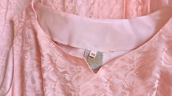 Dress 50s 60s Pure Lace Rosé Big loop wedding dre… - image 3