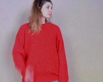 Pulóver Levi's vintage original de los 70, rojo, 90% lana