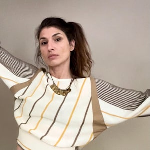 Vintage Pullover  70s 80s steiles Brown Creme Ocre  LINEA SILVA - Austria Bright colors