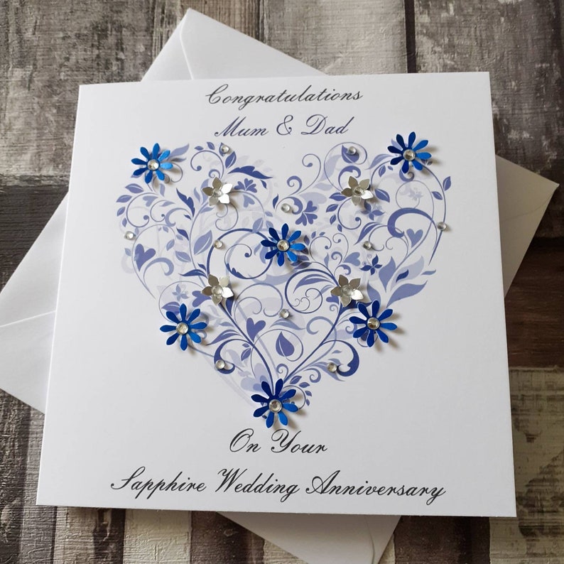 Personalised Sapphire Wedding Anniversary Card 45th Wedding - Etsy UK