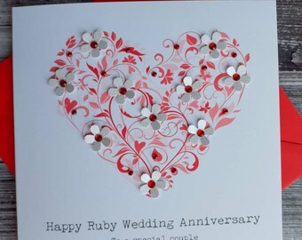 Ruby /40th Wedding Anniversary Tree Personalised Card - Etsy UK