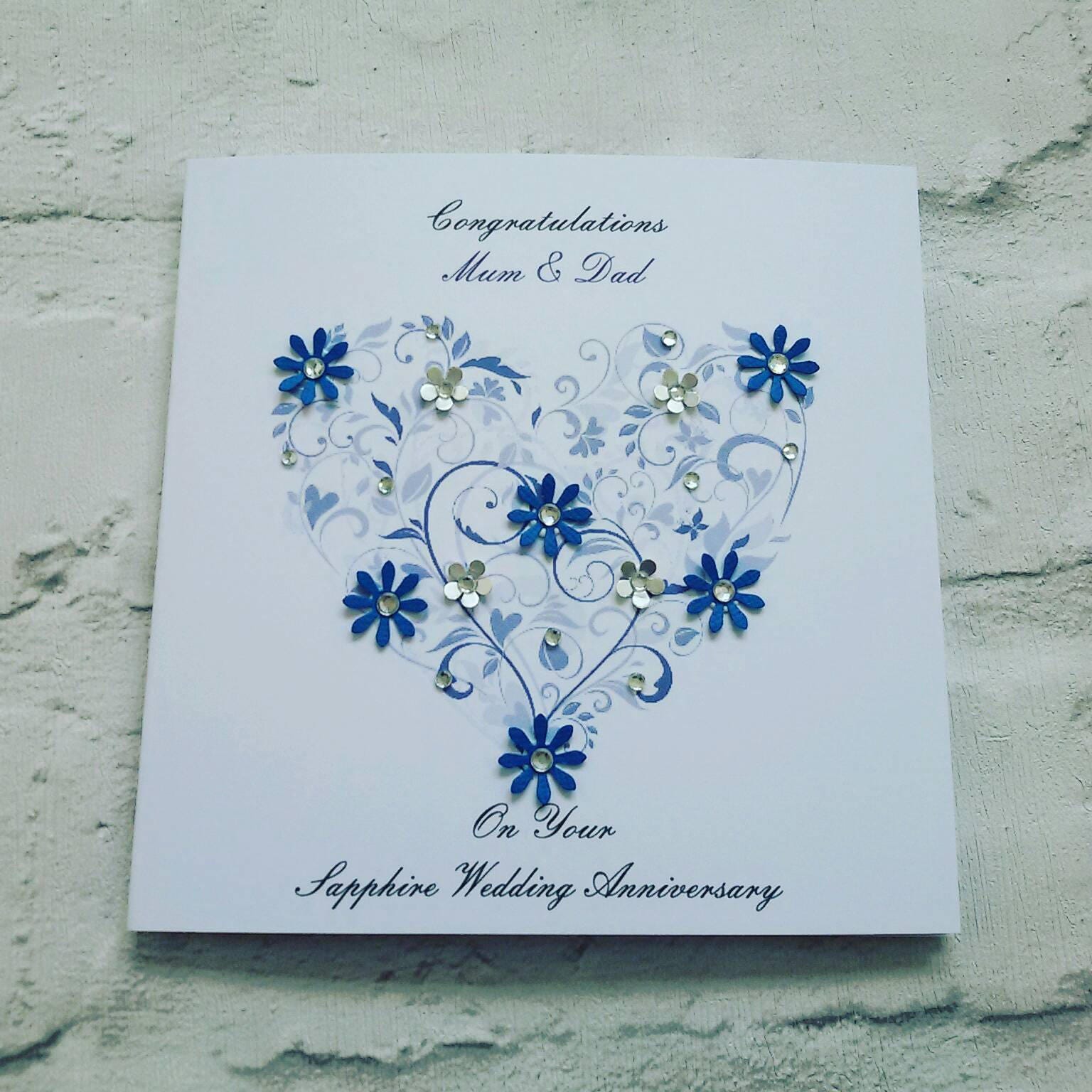 Personalised Sapphire Wedding Anniversary Card 45th Wedding - Etsy UK