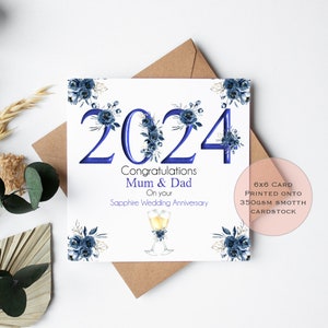 Husband 65th Blue Sapphire Wedding Anniversary Handmade Card Love Lines By White Cotton Cards Lla65h - View #10