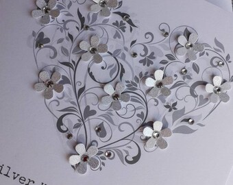 WHITE COTTON CARDS Jubiläumskarte – Handgefertigt, 16 X 16 Cm, Mit Strass & Glitzer, Für Eltern Oder Paare