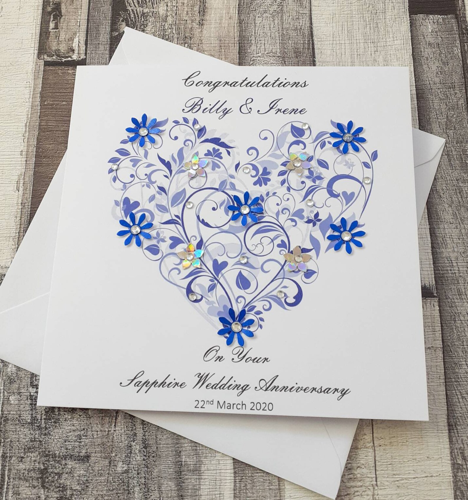 Personalised Sapphire Wedding Anniversary Card 45th Wedding - Etsy UK