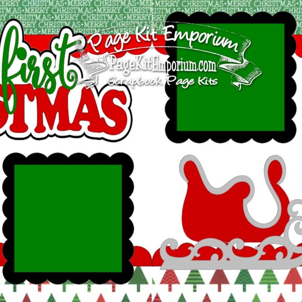 Scrapbook Page Kit Baby's First Christmas Reindeer 2 page Scrapbook Layout Kit 022