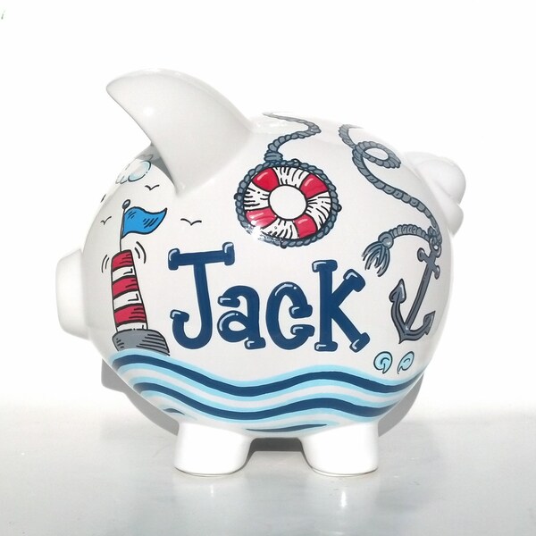 Nautical Piggy Bank Etsy