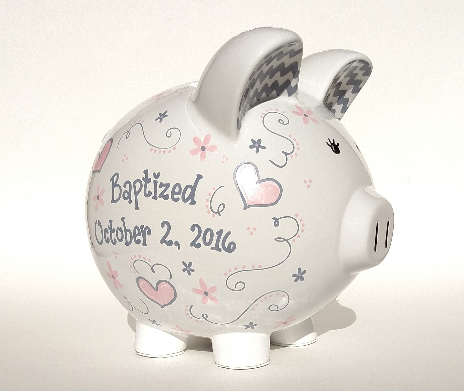 Custom Hand Painted Large Personalized Baptism Piggy Bank Etsy