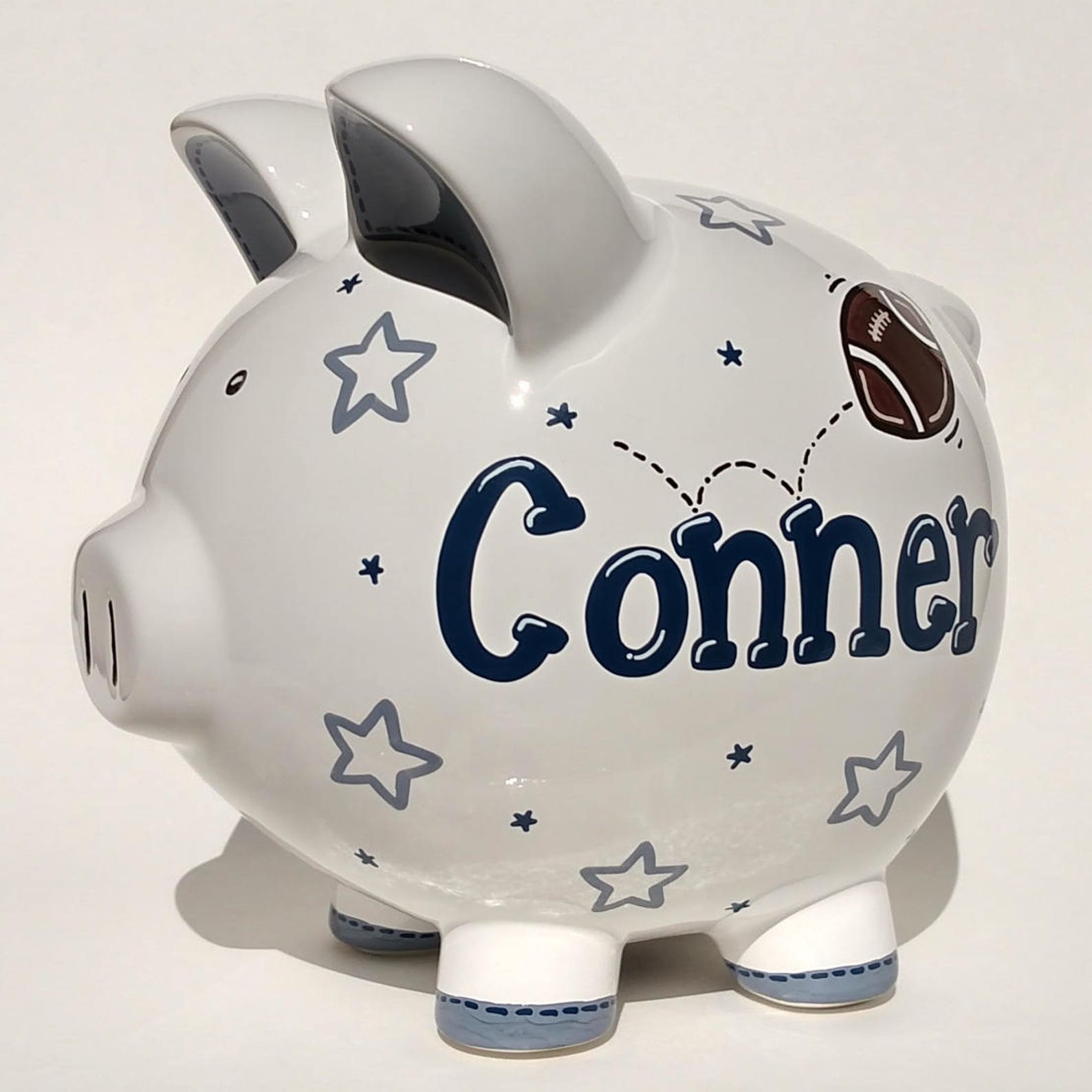Custom Hand Painted Large Personalized Football Piggy Bank Etsy
