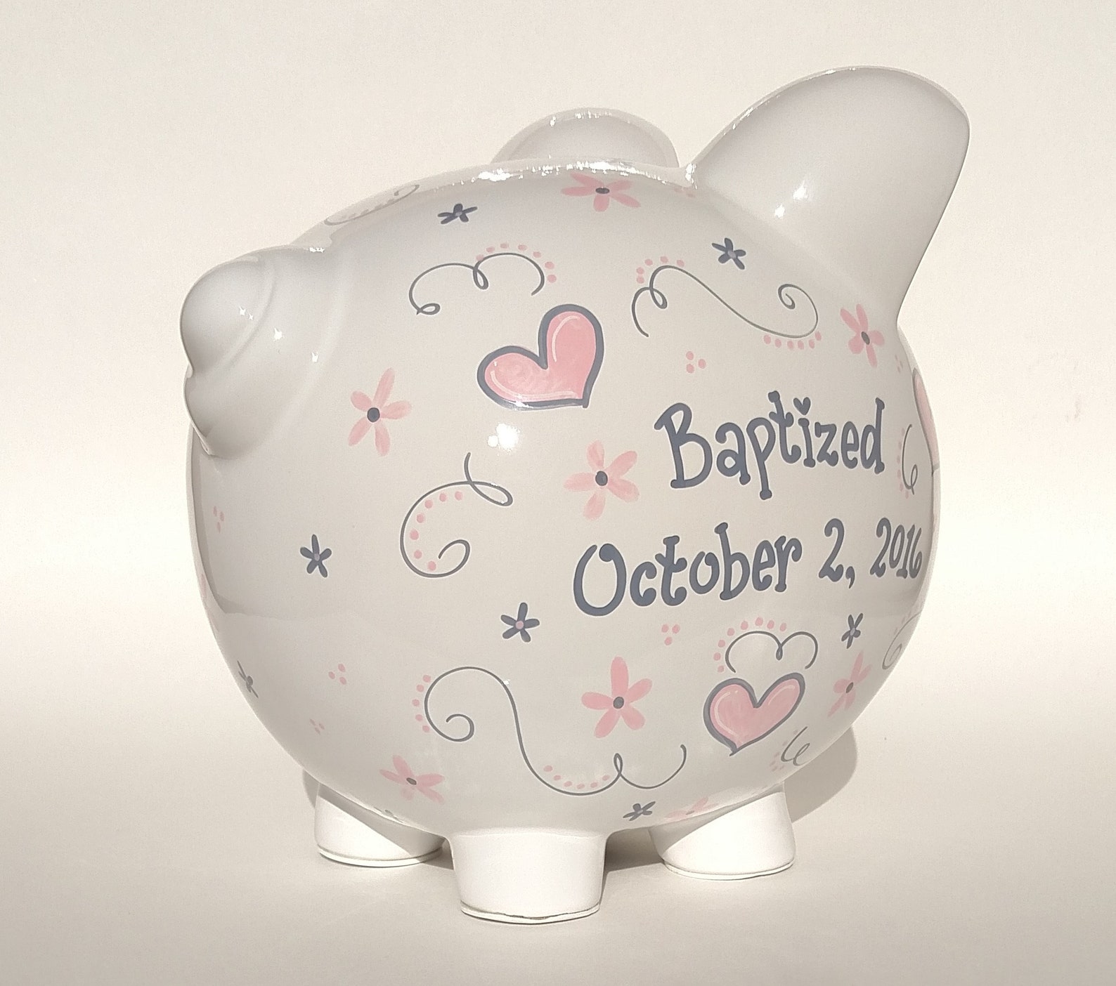 Custom Hand Painted Large Personalized Baptism Piggy Bank Etsy