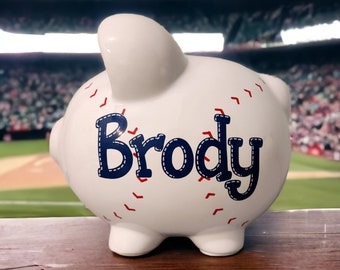 Baseball piggy bank for boy - personalized sports gift for kid room or nusery - birthday idea for toddlers - baby shower - new parents