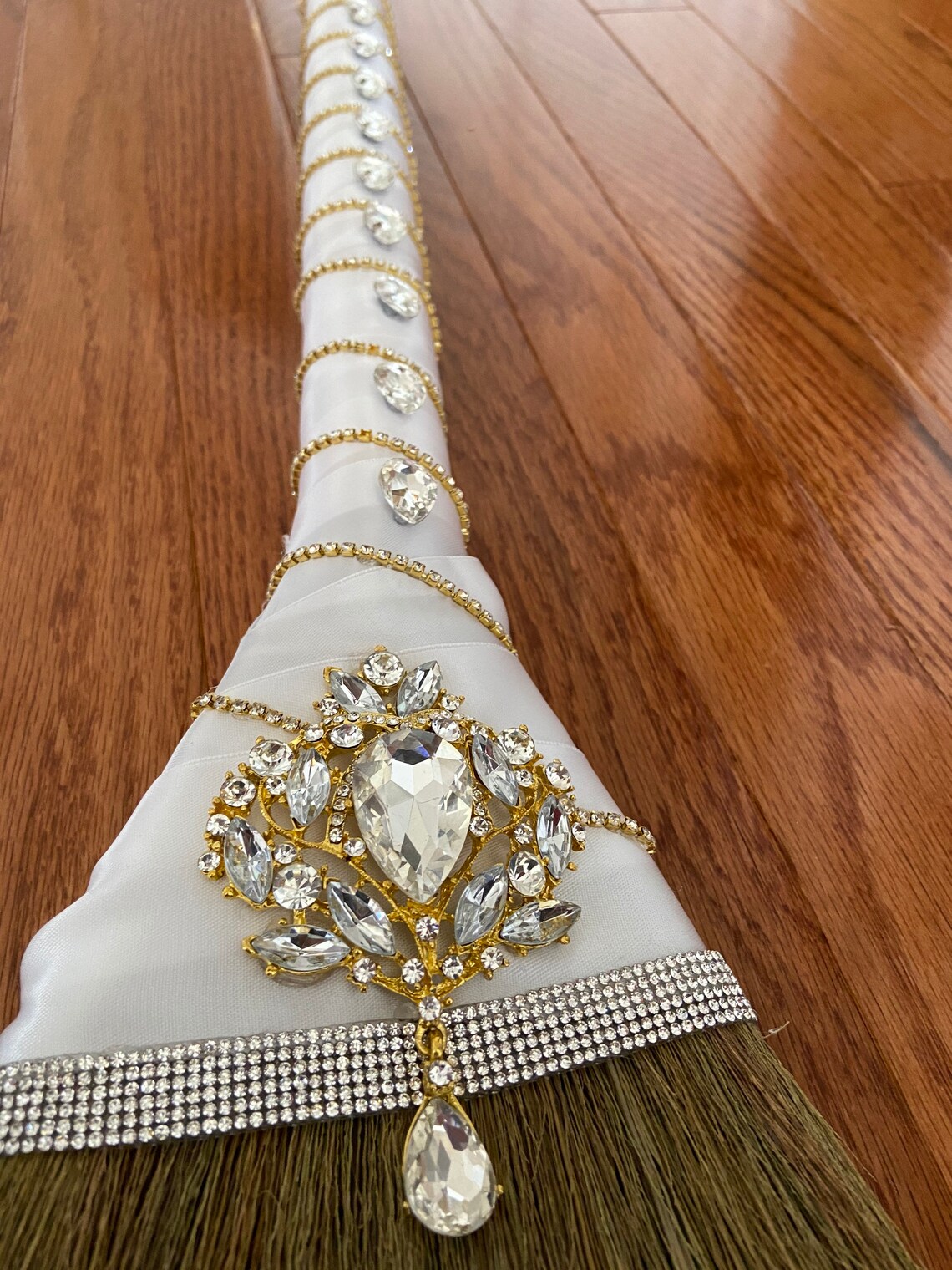 Gold and ivory Broom/wedding broom/jumping the broom/bling | Etsy