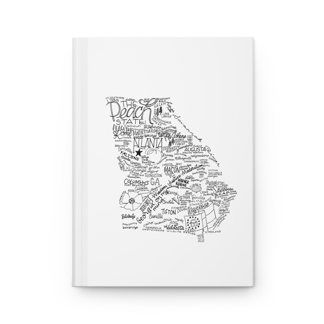 Georgia Map Journal, Hand Lettering, Matte Hardcover - Etsy
