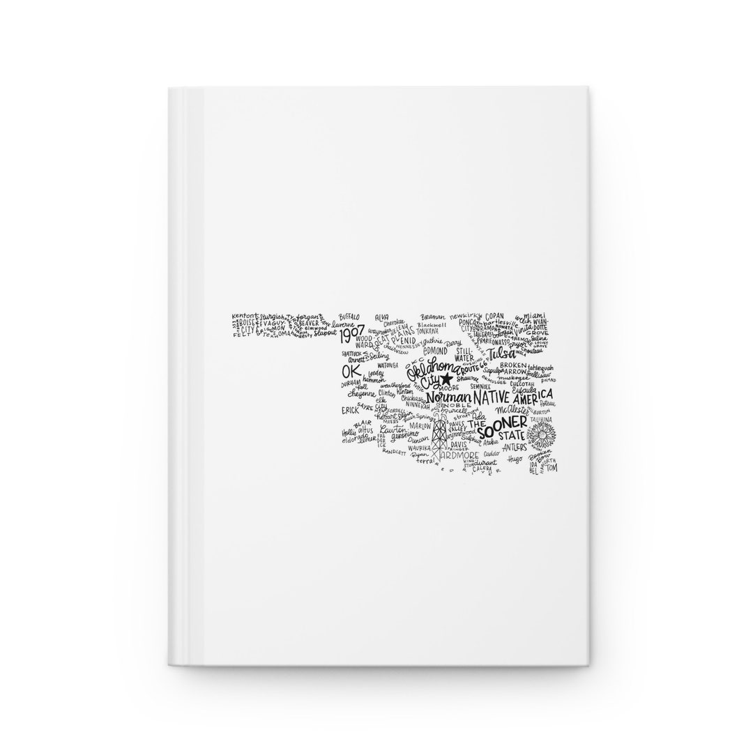 Oklahoma Map, Blank Journal, Journal, Sketchbook, Hand Lettering
