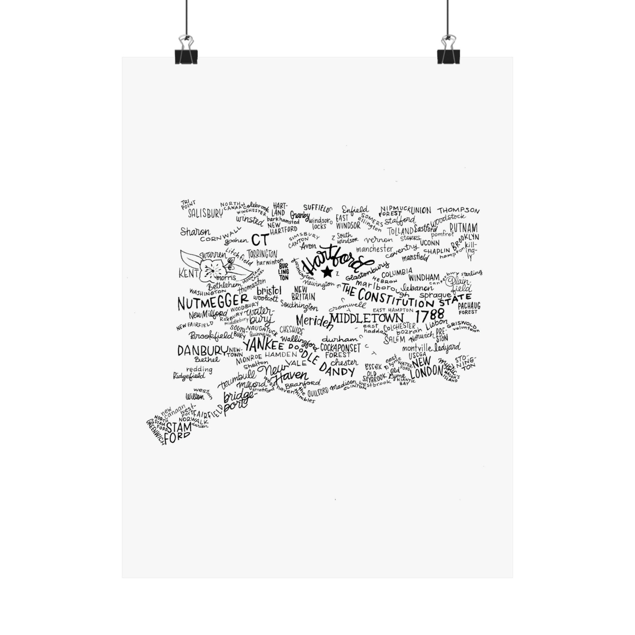 Connecticut, Map of Connecticut, Hand Lettering, Lettering, Type ...