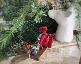 Teddy bear/Ours de collection /Noël /Décoration  Noël   "Nounours de Noël "