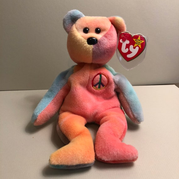 rainbow peace beanie baby