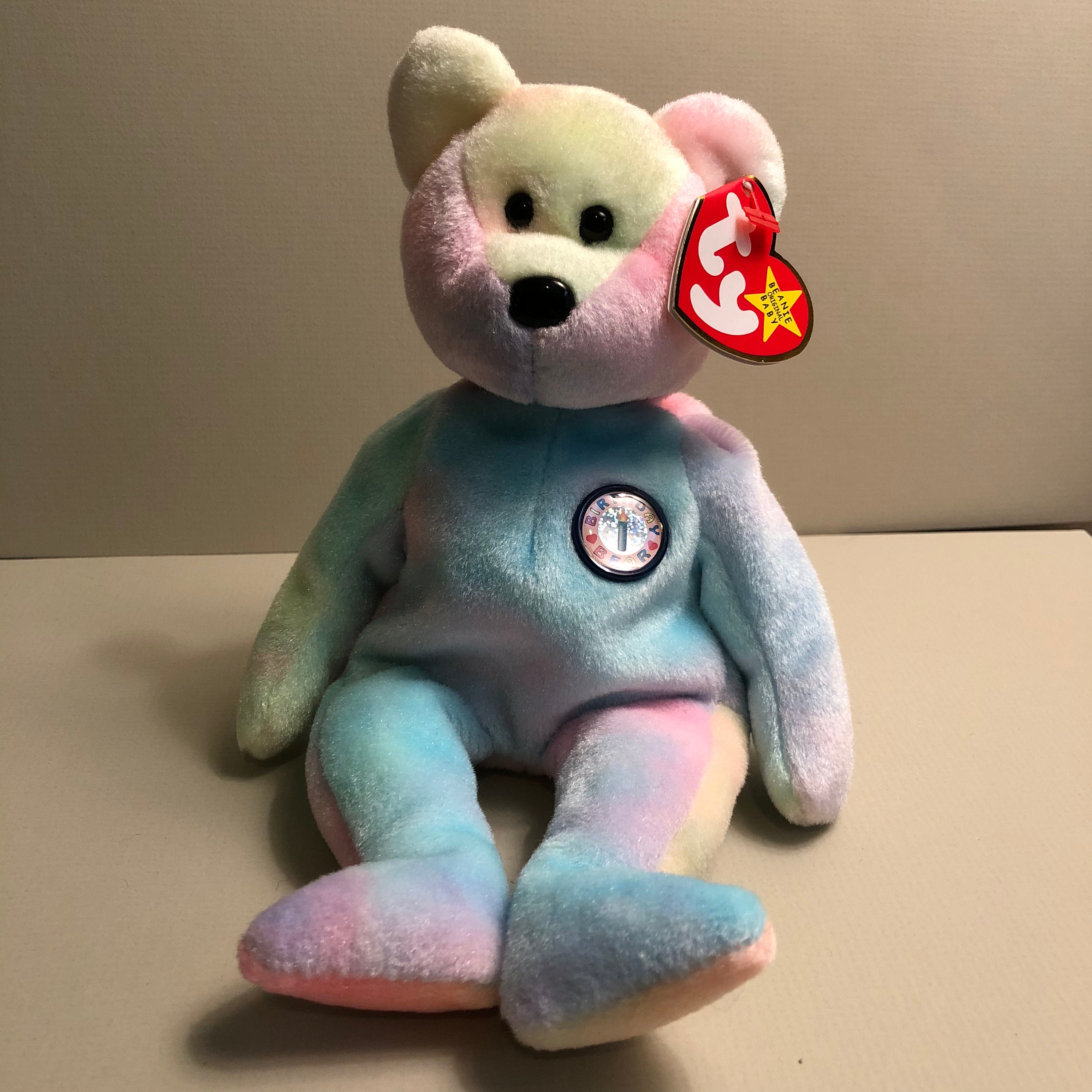 Birthday Bear Ty Rainbow Tye-Dye Bear Beanie Babies | Etsy