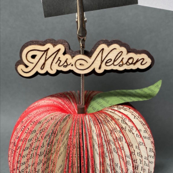 Book Page Apple • Teacher Appreciation • Paper Apple •teacher• Note Holder •  paper apple sculpture• Teacher Gift