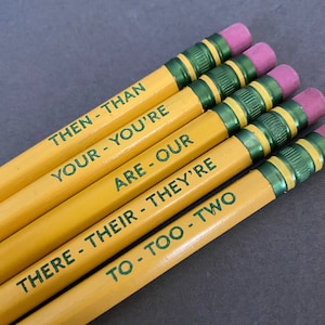 Grammar Pencils • teacher  appreciation • set of 5 • English  • teacher thank you • back to school  •  Ticonderoga • editor