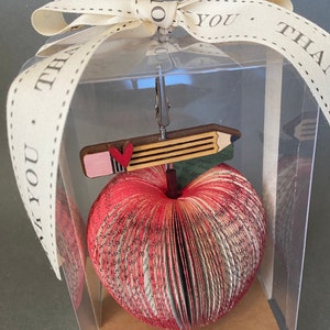 Book Page Apple TEACHER GIFT teacher appreciation note holder gift card holder book club paper apple pencil image 4