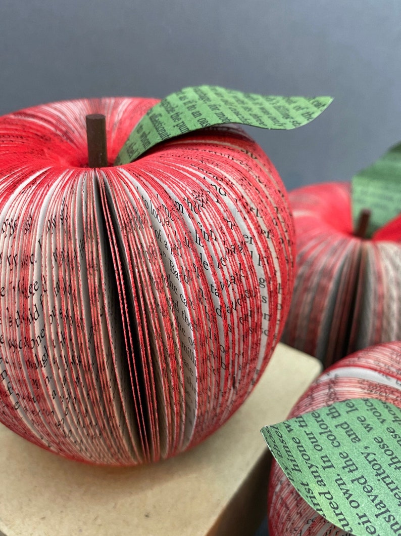 Book Page Apple TEACHER GIFT teacher appreciation note holder gift card holder book club paper apple pencil image 6