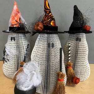 Halloween • Book Page paper sculpture • Ghost • Witch  • Book Club • Fall Decor •  - 3-5 day processing