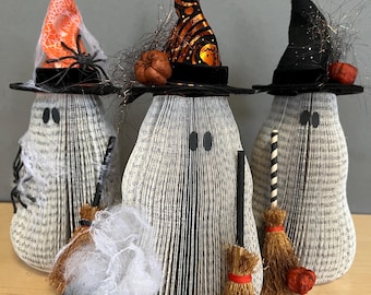 Halloween • Book Page paper sculpture • Ghost • Witch  • Book Club • Fall Decor •  - 3-5 day processing
