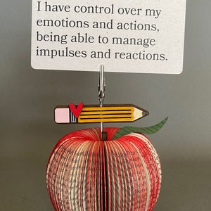 Book Page Apple end of school teacher gift teacher appreciation note holder gift card holder book club paper apple pencil image 10