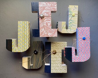 BOOK LETTER I or J Reader's Digest  cut book  • recycled books • up-cycled books • teacher gift • book ends • library • house warming gift