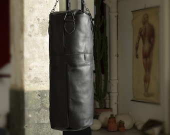Pro Vintage Leather Punching Bag - Black