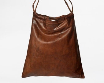 Leather 2-way Bag - Brown