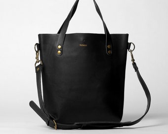 Leather Everyday Tote Bag - Black
