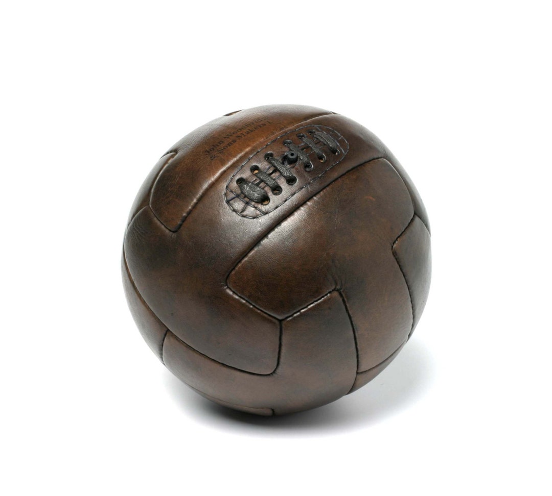 本革　手縫い　サッカーボール Amazon | ブラウン本革18パネルサッカーボール - オールド