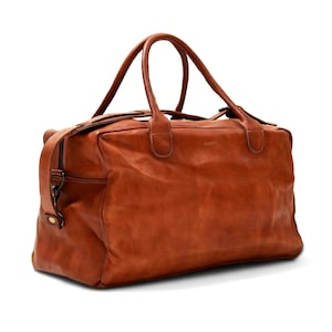 Vintage Leather Weekend Bag Cognac image 2