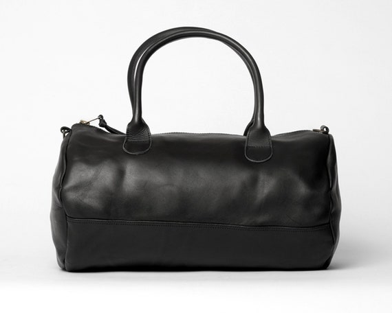 Black leather gym bag sale