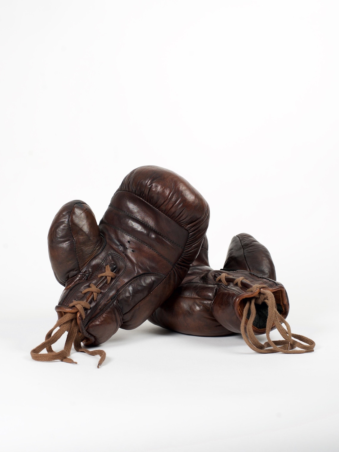 Gants De Boxe Vintage En Cuir 12 Oz - Fait Main, Style Rétro, Pour Entraînement Ou Décoration