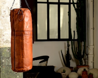 Pro Vintage Leather Punching Bag - Cognac