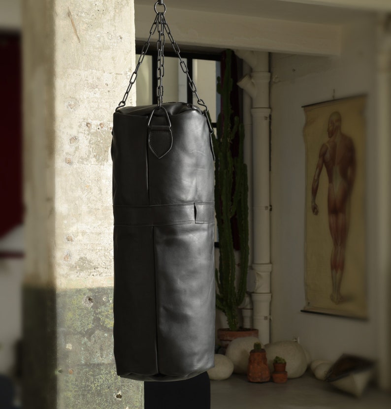 Pro Vintage Leather Punching Bag Black Etsy