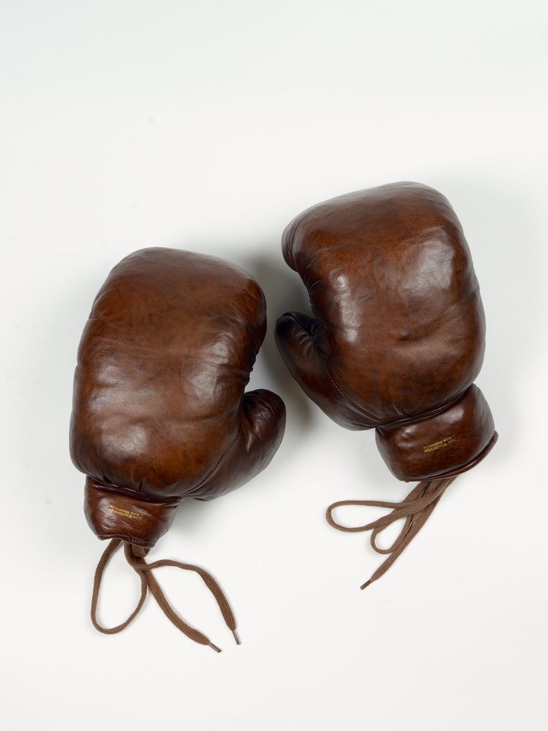 Gants de boxe vintage en cuir Marron image 7