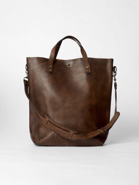 Buy Leather Oversized Tote Bag Brown Online in India Etsy