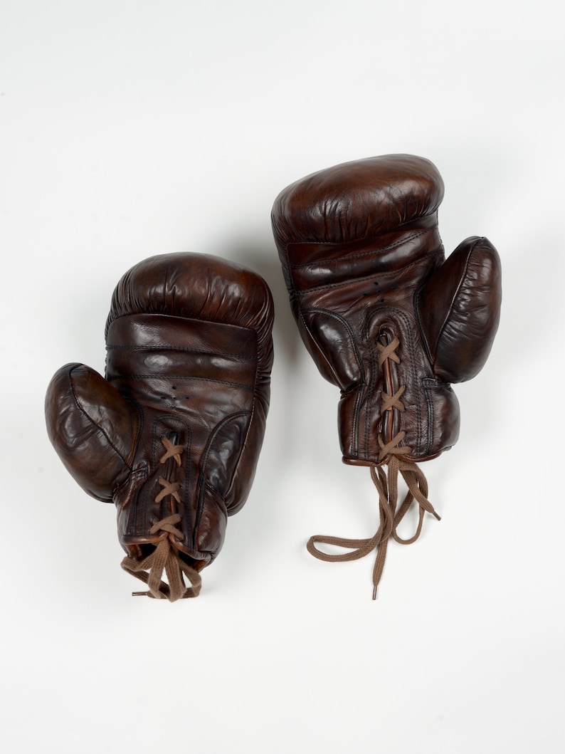 Vintage Leather Boxing Gloves - Brown