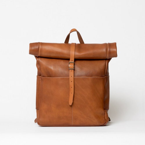 Leather Rolltop Backpack Rucksack 15 Inch Laptop Bag Women - Etsy