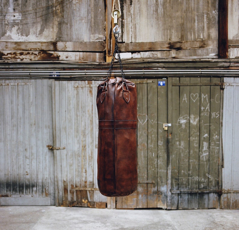 Vintage Leather Punching Bag Brown Etsy